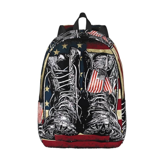 Vsdgher Veterans Day1 Print Canvas Backpack Travel Rucksack Unisex Knapsack 15.7/17.7Inch Laptop Backpack for Work,College -Small