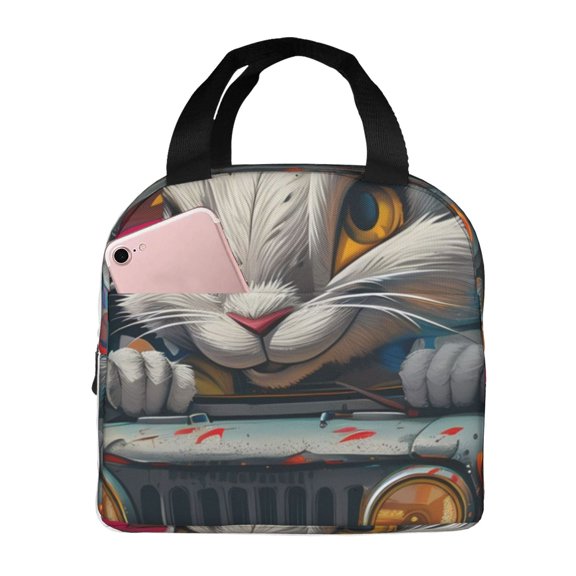 Vsdgher Vibrant Bunny Ride Lunch Bag, Lunch Box for Women Adult Men, Lunch Tote Insulated Cooler Lunch Container for Work/Office/Picnic/Travel