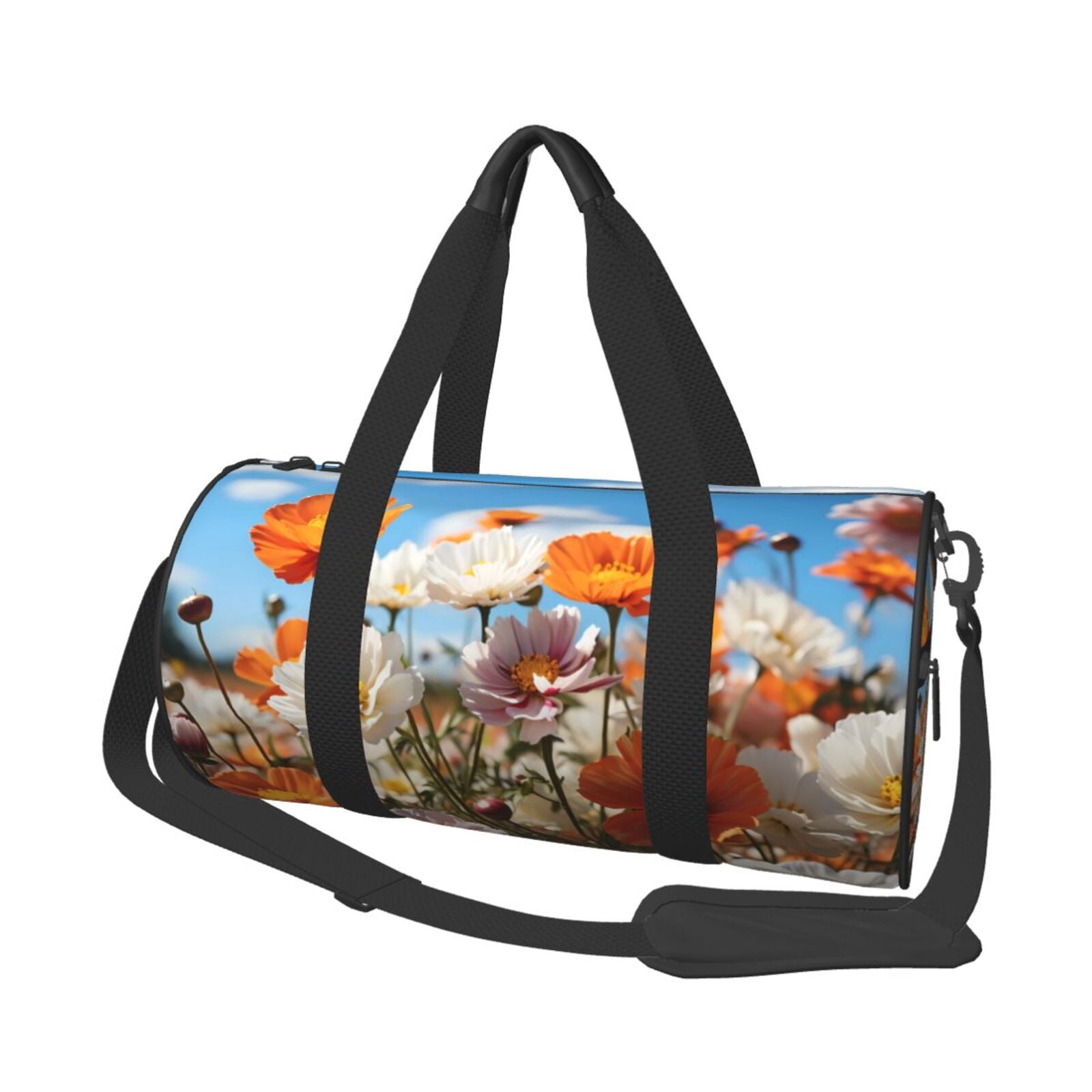 Vsdgher Vibrant Field Of Blossoms 45L Foldable Duffel Bag, Sports Gym Bag,Overnight Bag, Portable Weekender Bag for Airplanes