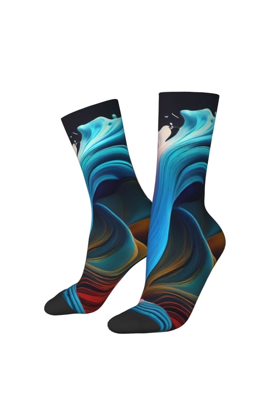 Vibrant Fluid Motion Art Crew Socks for Men & Women, Breathable Casual Athletic Ankle Socks