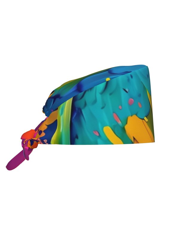 Vibrant Parrot Splash Art Men Women Adjustable Cap Working Hat Tie Back Cap, Work Cap