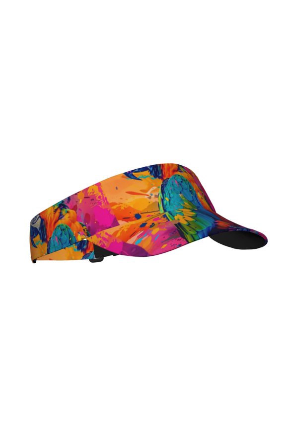 Vibrant Parrot Splash Art Print Adult Sunscreen Visor Cap,1 Piece of Sport Sun Visor Hats Adjustable Sun Hat for Outdoor Activities Fits for Women and Men (One Size)