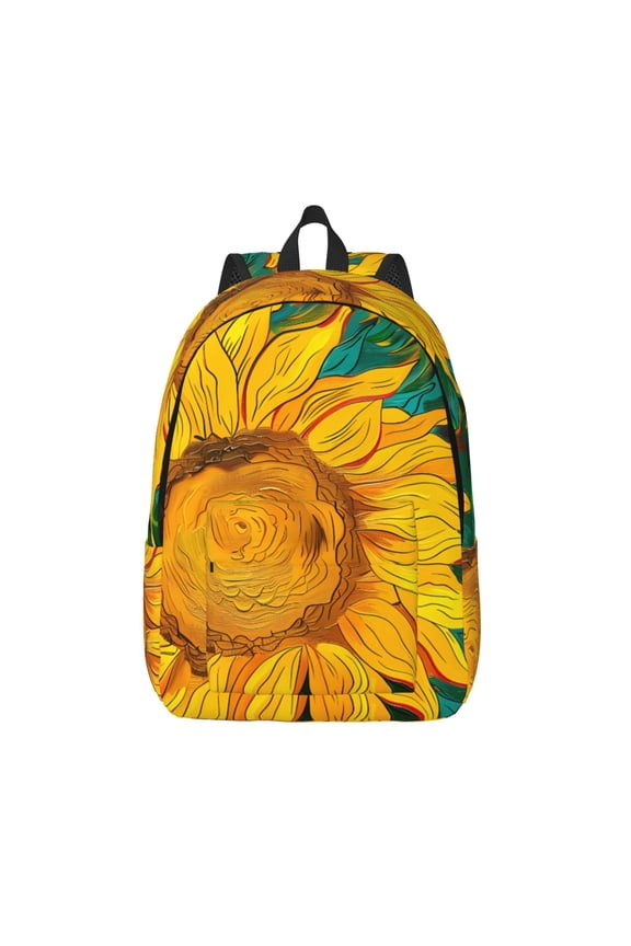 Vibrant Sunflower Painting Print Canvas Backpack Travel Rucksack Unisex Knapsack 15.7/17.7Inch Laptop Backpack for Work,College -Medium