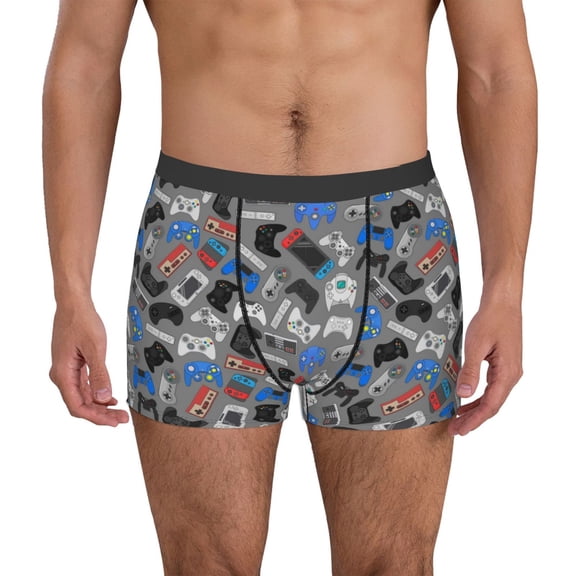 Vsdgher Video Game Pattern Men's Boxer Brief Underwear,Soft Funny Underwear for Men-Medium