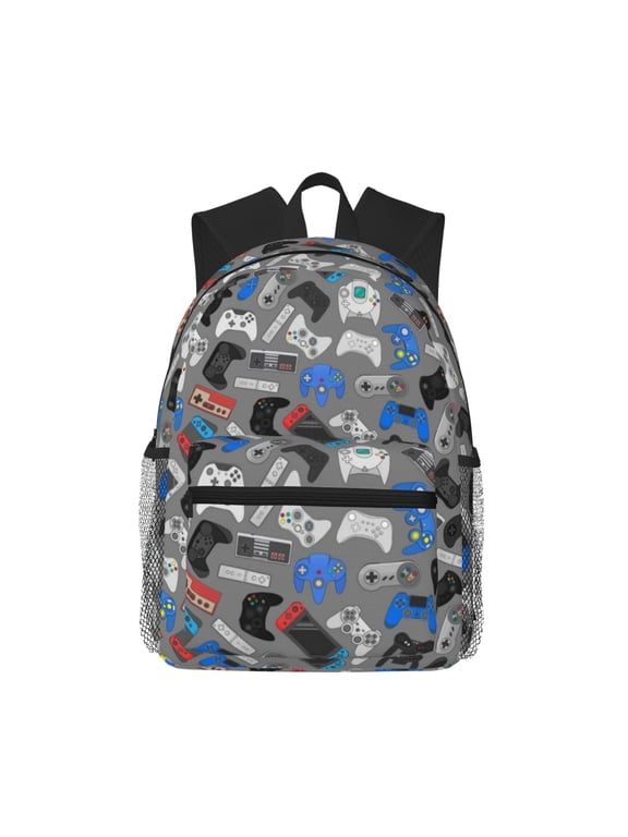 Video Game Print Unisex Large Capacity Bookbag Schoolbag Casual Daypack for High School/College/Teens/Travel/Work