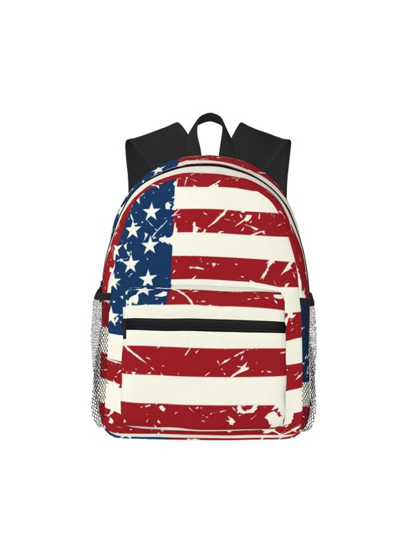Vintage American Flag Unisex Large Capacity Bookbag, Schoolbag, Casual Daypack for High School, College, Teens, Travel, Work