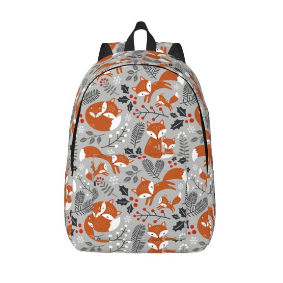 Vsdgher Vintage Blue Fox Family A Print Canvas Backpack Travel Rucksack Unisex Knapsack 15.7/17.7Inch Laptop Backpack for Work,College -Medium