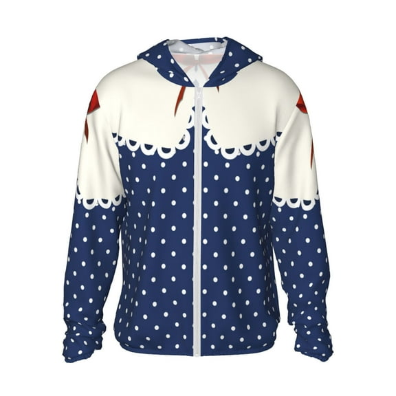Vsdgher Vintage Blue Polka-dot Print Adult Hoodie Shirts Rash Guard for Men Women,Long Sleeve Sun Protection Fishing Shirts for Athletic Running Swim-Small