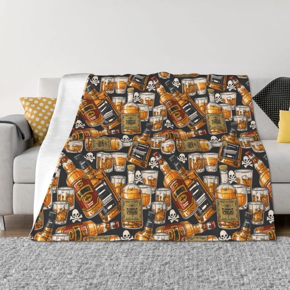 Vsdgher Vintage Bottles Pattern Fleece Throw Blanket, Horizontal Fleece Bedding Home Decor for Couch & Bed All Season Use -40"x30"