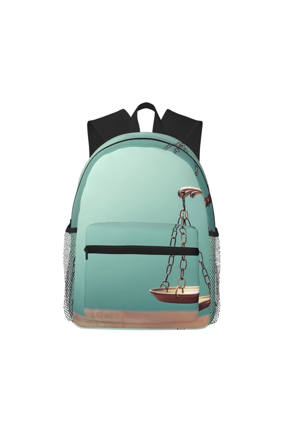 Vintage Brass Balance Scale Unisex Large Capacity Bookbag, Schoolbag, Casual Daypack for High School, College, Teens, Travel, Work