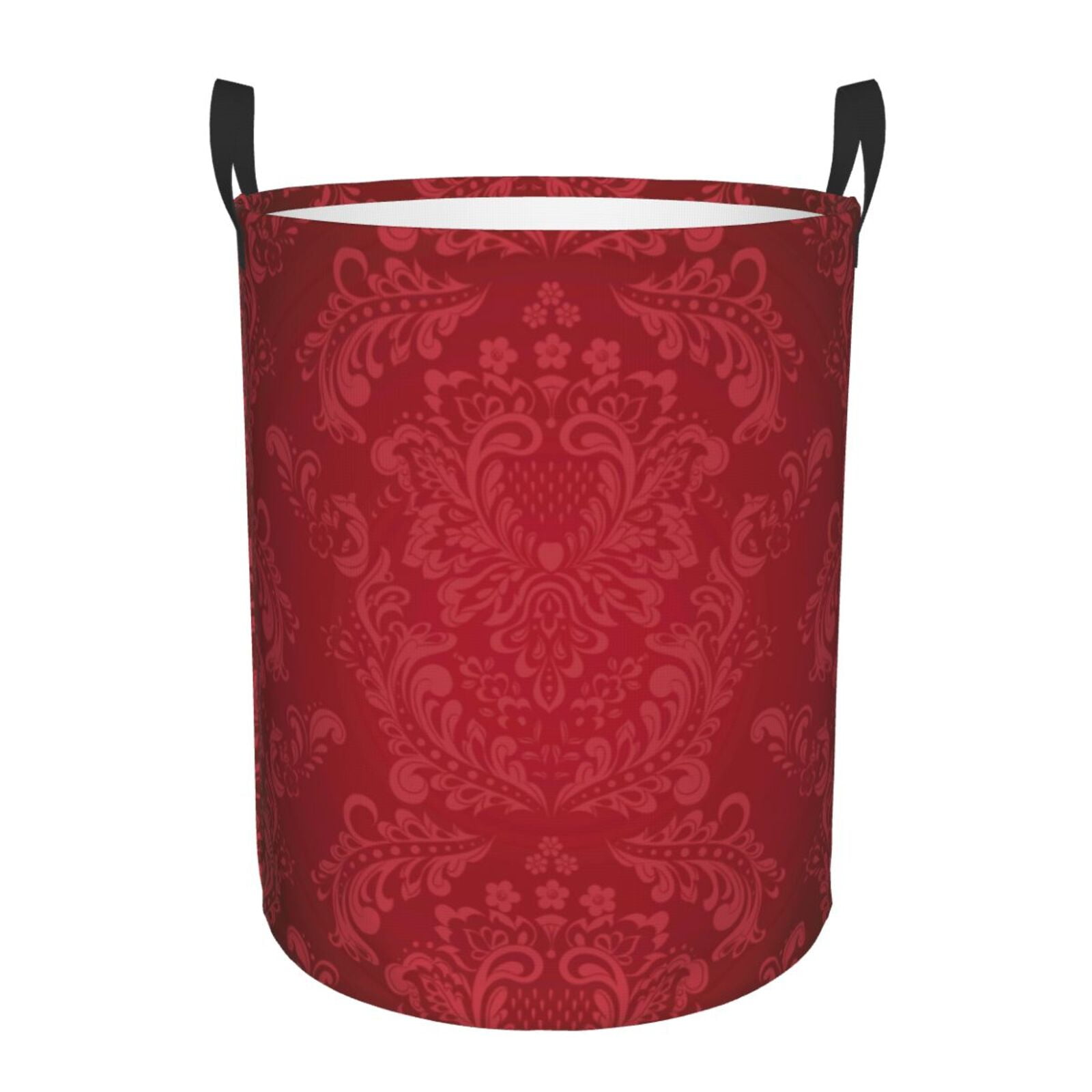 Vsdgher Vintage Burgundy Waterproof Round Collapsible Large Laundry Basket with Handles - Perfect for Hamper Organization, Kids Room Storage, and Toy Containment"