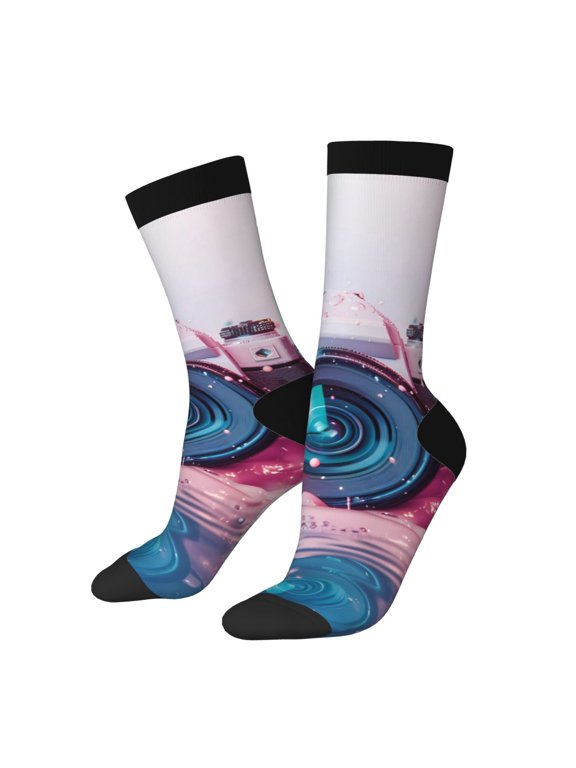 Vintage Camera Splash Art Crew Socks for Men & Women, Breathable Casual Athletic Ankle Socks