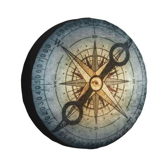 Vsdgher Vintage Compass for Spare Tire Cover, Tire Wheel Protector Wheel Cover Fit for Truck,Trailer,RV,SUV,Camper and Most Vehicle-17 inch