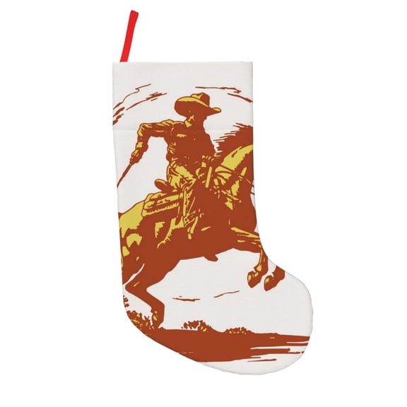 Vsdgher Vintage Cowboy On A Bronco Horse Christmas Stockings 18 inch Large Kids Stocking Bags Hanging Socks for Christmas Decor Decorations