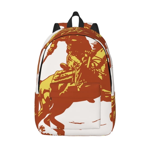 Vsdgher Vintage Cowboy On A Bronco Horse Print Canvas Backpack Travel Rucksack Unisex Knapsack 15.7/17.7Inch Laptop Backpack for Work,College -Medium