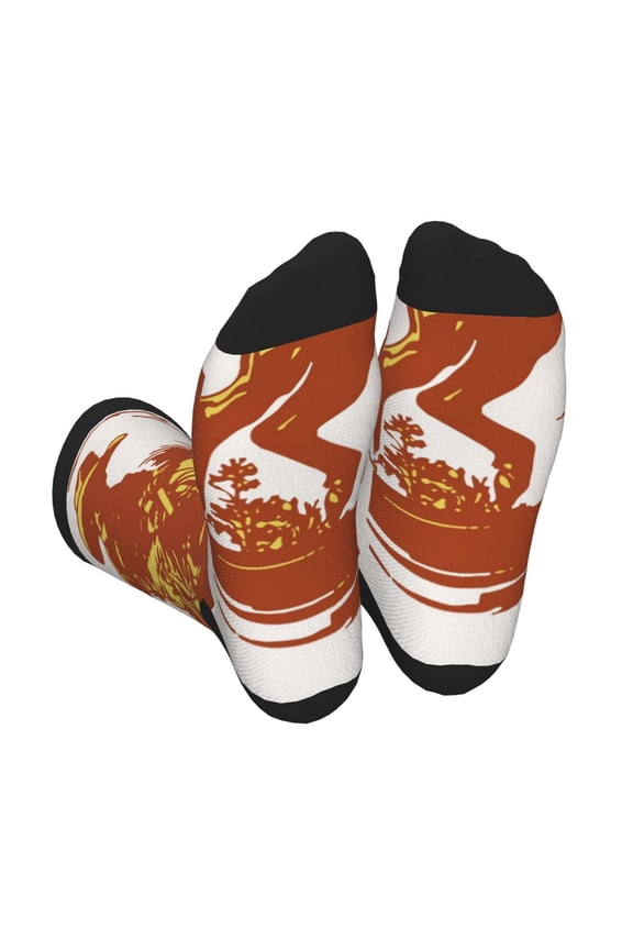 Vintage Cowboy On A Bronco Horse Unisex Crew Socks Lightweight Breathable Ventilation Ankle Socks, Mid-calf socks for Daily