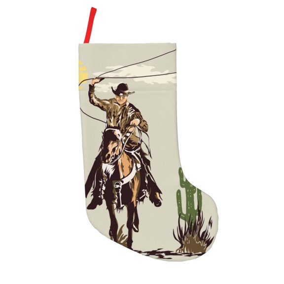 Vsdgher Vintage Cowboy Riding Horse Christmas Stockings 18 inch Large Kids Stocking Bags Hanging Socks for Christmas Decor Decorations