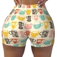 thumbnail image 1 of Vsdgher Vintage Cup print Workout Shorts for Women Seamless Soft Smooth Gym Yoga Scrunch Active Exercise Fitness Shorts, 1 of 8