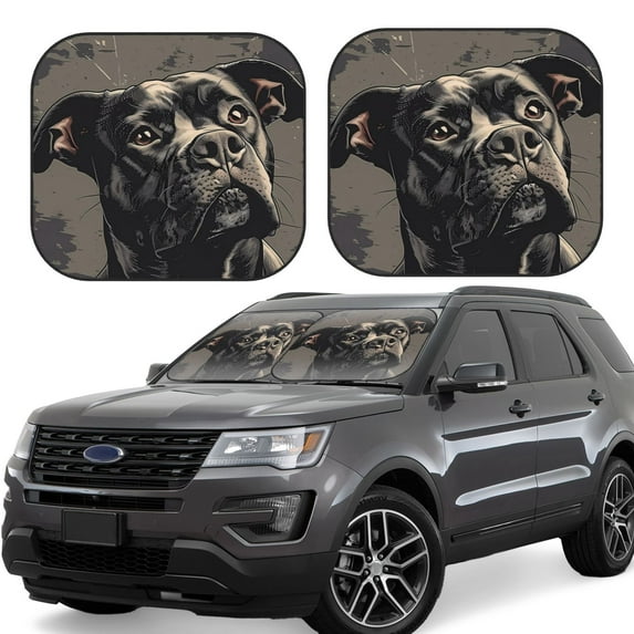 Vsdgher Vintage Dog Illustration Print Car Windshield Sun Shade, Reflective Sunshade Window Sunshade Sun Visor Protector Fit for Cars,Trucks,SUVs-Small