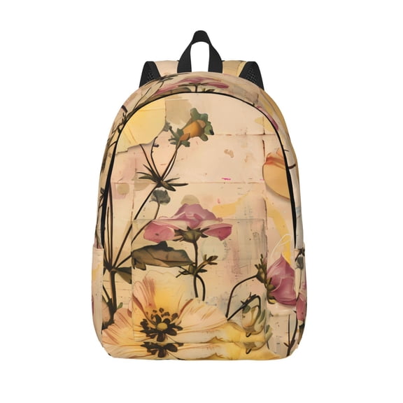 Vsdgher Vintage Floral Butterfly Collage Print Canvas Backpack Travel Rucksack Unisex Knapsack 15.7/17.7Inch Laptop Backpack for Work,College -Medium