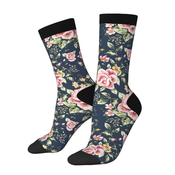 Vsdgher Vintage Floral Crew Socks for Men & Women, Breathable Casual Athletic Ankle Socks
