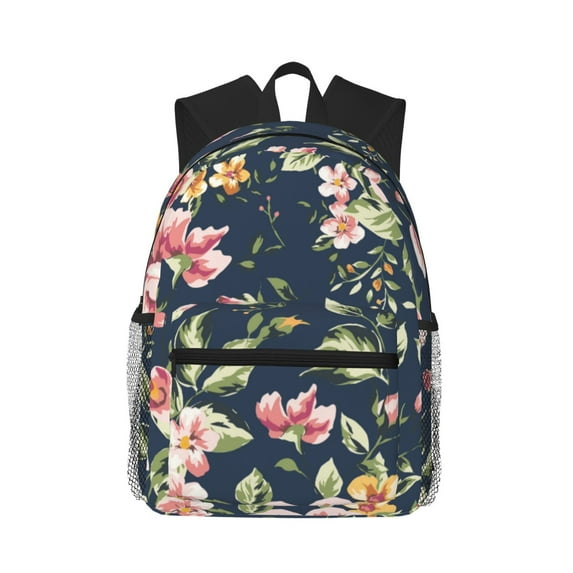 Vsdgher Vintage Floral Print Unisex Large Capacity Bookbag Schoolbag Casual Daypack for High School/College/Teens/Travel/Work