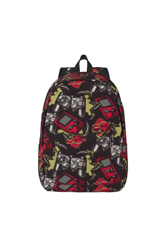 Vintage Gaming Print Canvas Backpack Travel Rucksack Unisex Knapsack 15.7/17.7Inch Laptop Backpack for Work,College -Medium