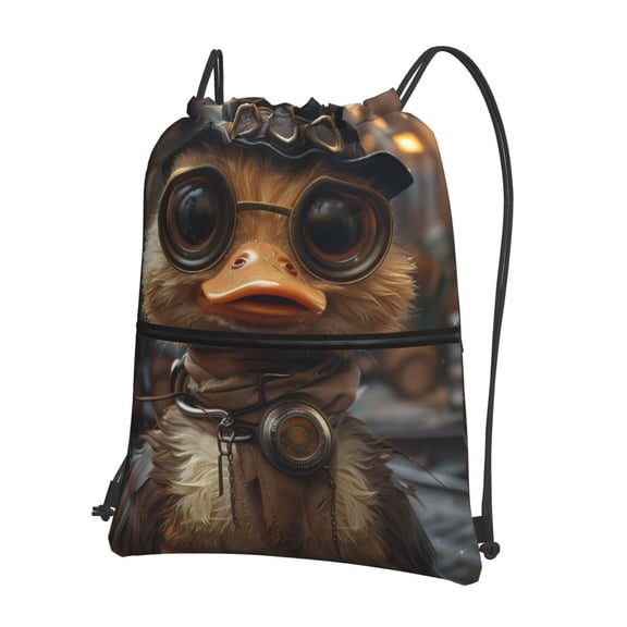 Vsdgher Vintage Gentleman Duck Drawstring Backpack Water Resistant String Bag Sports Sackpack Gym Sack for Men Women