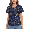thumbnail image 1 of Vsdgher Vintage Golden Butterfly Women Shirts V Neck Short Sleeve Tops T-Shirt Basic Tees, S to 3XLXX-Large, 1 of 5