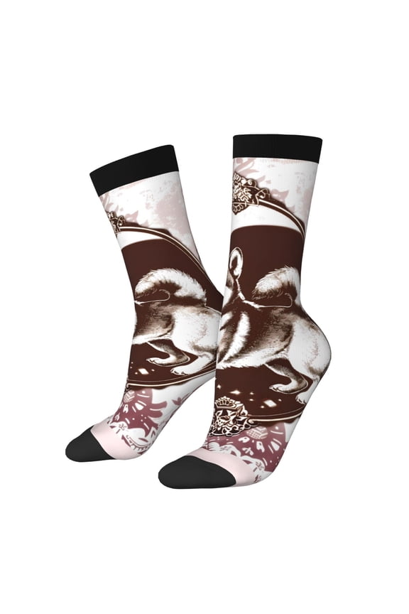 Vintage Husky Dog Crew Socks for Men & Women, Breathable Casual Athletic Ankle Socks