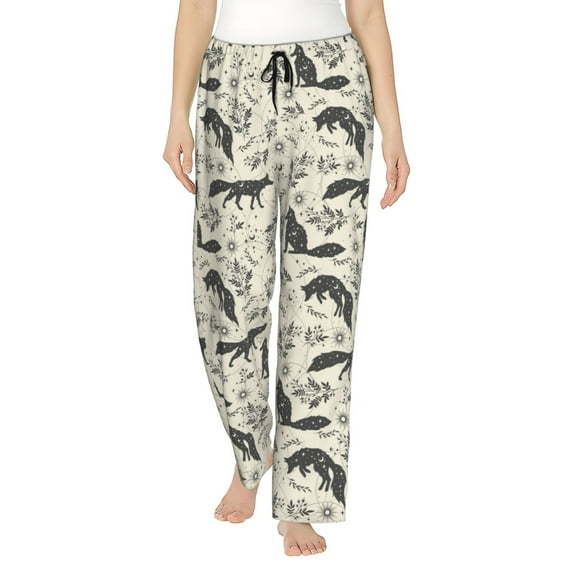 Vsdgher Vintage Moon Fox Women’s Womens Pajama Pants, Lounge Wide Leg PantsLounge Pants,Sleep Bottoms, Lounge for Women-Large