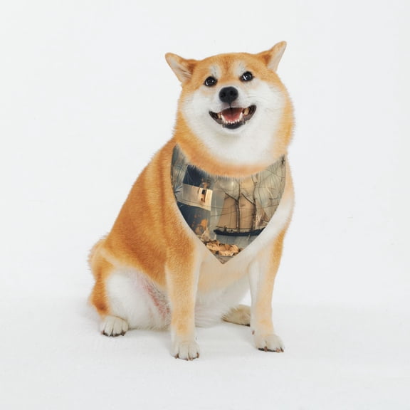 Vsdgher Vintage Nautical Lighthouse Dog Bandana Custom Dog Scarf Breathable Puppy Kerchief with Adjustable Bandana Bib for Dog and Cat-Large