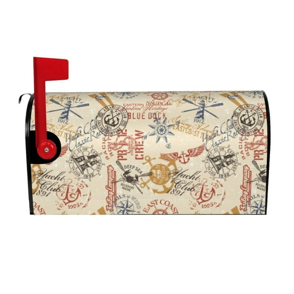 Vsdgher Vintage Nautical Mailbox Cover Magnetic Mailbox Wraps Post Letter Box Cover for Garden Yard Home Decor 2 Sizes-21x18 in