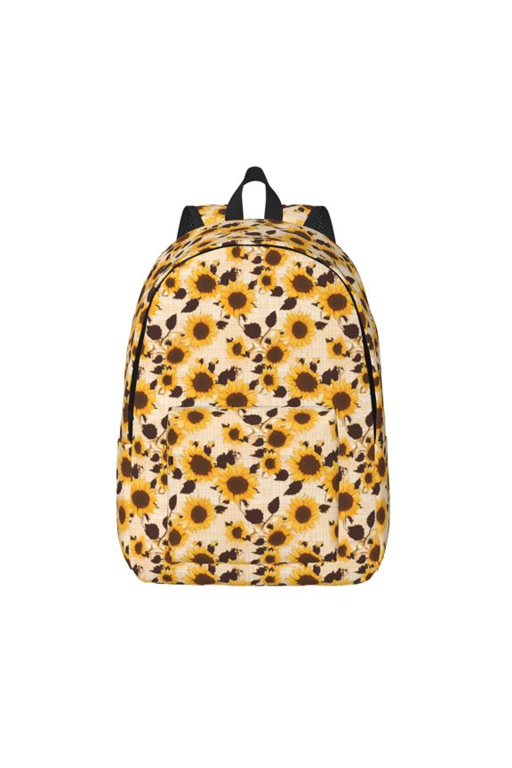 Vintage Plaid Cute Sunflower Print Canvas Backpack Travel Rucksack Unisex Knapsack 15.7/17.7Inch Laptop Backpack for Work,College -Small