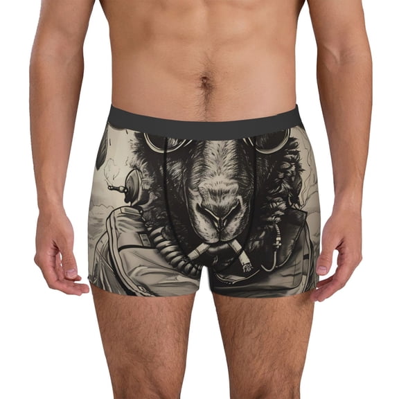 Vsdgher Vintage Ram Pilot Pattern Men's Boxer Brief Underwear,Soft Funny Underwear for Men-X-Large