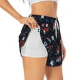 thumbnail image 1 of Vsdgher Vintage Rose Print Women's Running Double Layer Shorts High Waisted with Pockets Elastic Yoga Workout Athletic Gym Sports, 1 of 8