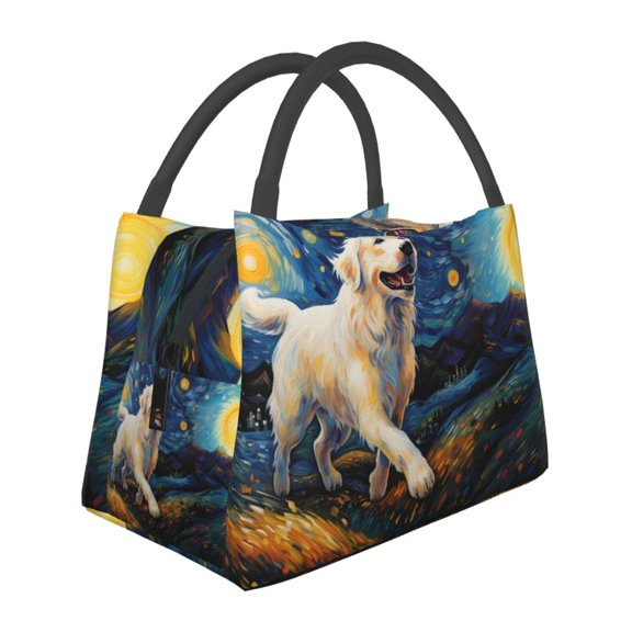 Vsdgher Vintage Starry Sky Labrador A Print Insulated Reusable Bags with Sturdy Zipper and Handles, Foldable Totes for Hot or Cold Food Bring or Delivery