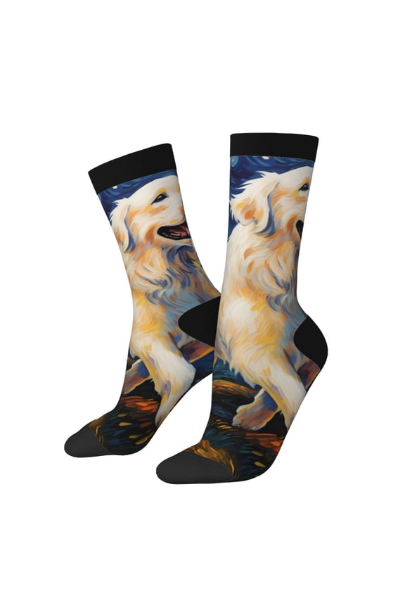 Vintage Starry Sky Labrador Crew Socks for Men & Women, Breathable Casual Athletic Ankle Socks
