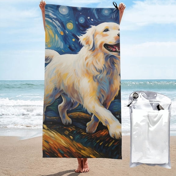 Vsdgher Vintage Starry Sky Labrador Microfiber Ultra Soft Highly Absorbent Bath Towel, Quick Drying Towels for Body, Sport, Yoga, SPA, Fitness-27.5"x55"
