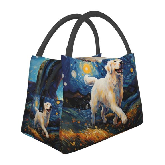 Vsdgher Vintage Starry Sky Labrador Print Insulated Reusable Bags with Sturdy Zipper and Handles, Foldable Totes for Hot or Cold Food Bring or Delivery