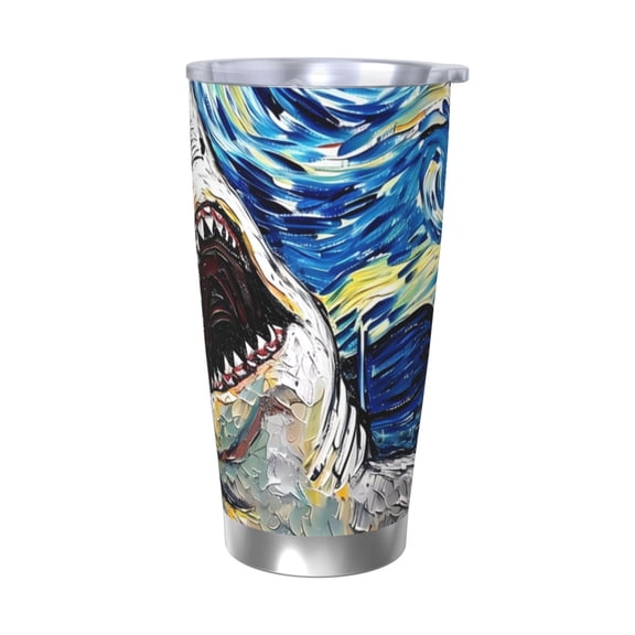 Vsdgher Vintage Starry Sky Shark 20 Oz Stainless Steel Vacuum Insulated, Travel Mug Coffee Cup for Home, Office, Outdoor Works Great for Ice Drinks and Hot Beverage -Without Straw