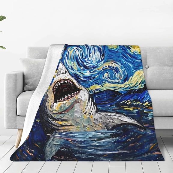 Vsdgher Vintage Starry Sky Shark Ultra-Soft Micro flannel Blanket Throw Blankets for Couch Sofa, Bed (4 sizes)-50"x40"