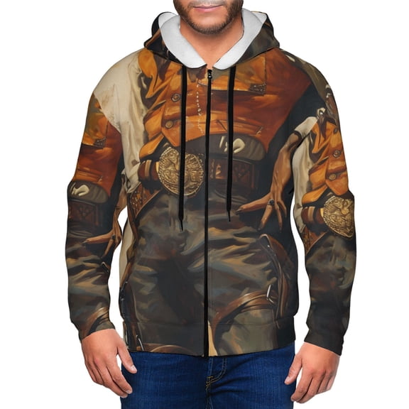 Vsdgher Vintage Style Elk Mens Hoodies Zip Hoodie, Hoodies for Men, Zip-up Hooded Sweatshirt-X-Large