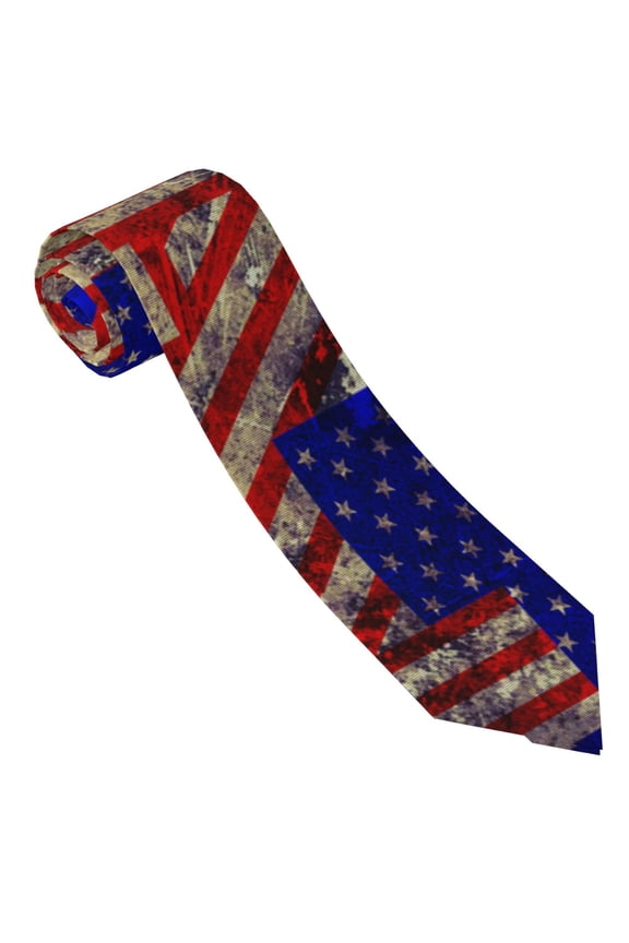 Vintage USA Flag Print Ties for Men 4.7" Formal Necktie Wedding Accessory Men's Business Ties for Wedding Bussiness Work