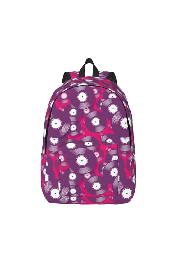 Vintage Vinyl Record Print Canvas Backpack Travel Rucksack Unisex Knapsack 15.7/17.7Inch Laptop Backpack for Work,College -Medium