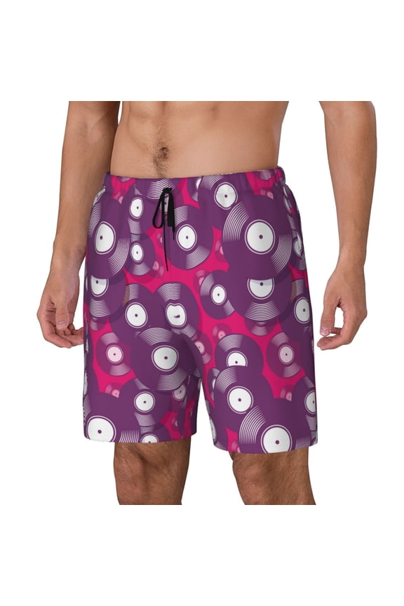 Vintage Vinyl Record for Mens Swim Trunks with Compression Liner Swim Shorts Swim Suits Board Shorts-Medium