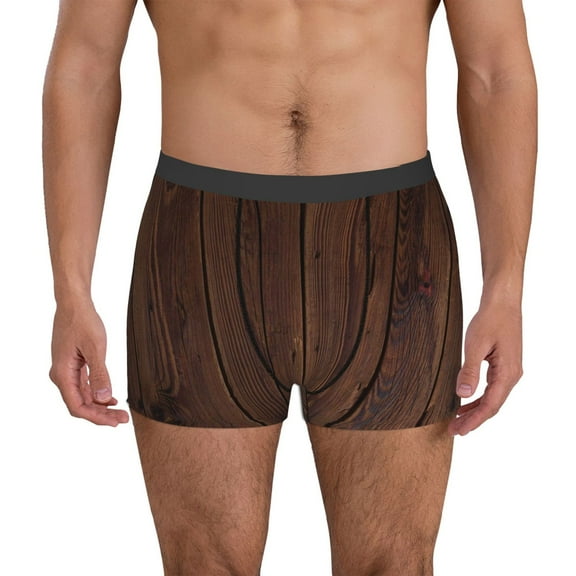 Vsdgher Vintage Wood Pattern Men's Boxer Brief Underwear,Soft Funny Underwear for Men-Small