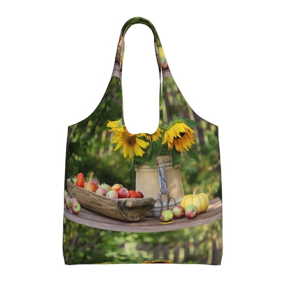 Vsdgher Vintage Wooden Bucket Print canvas Tote Bag, Lightweight Cloth Bags, Suitable for shopping, groceries, travel