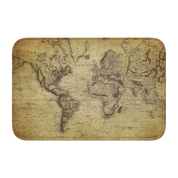 Vsdgher Vintage World Map Hem Mat 40x60 - Multipurpose Doormat for Indoor & Outdoor Use - Welcome Your Guests with our Entrance Mat