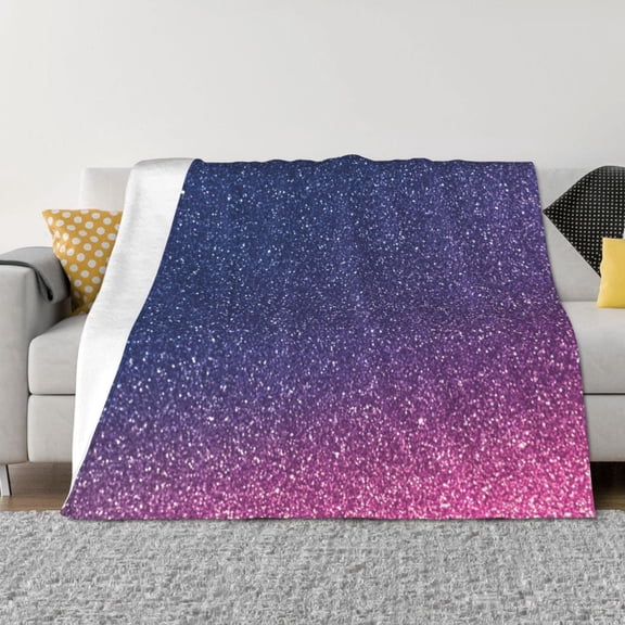 Vsdgher Violet Glitter Pattern Fleece Throw Blanket, Horizontal Fleece Bedding Home Decor for Couch & Bed All Season Use -50"x40"
